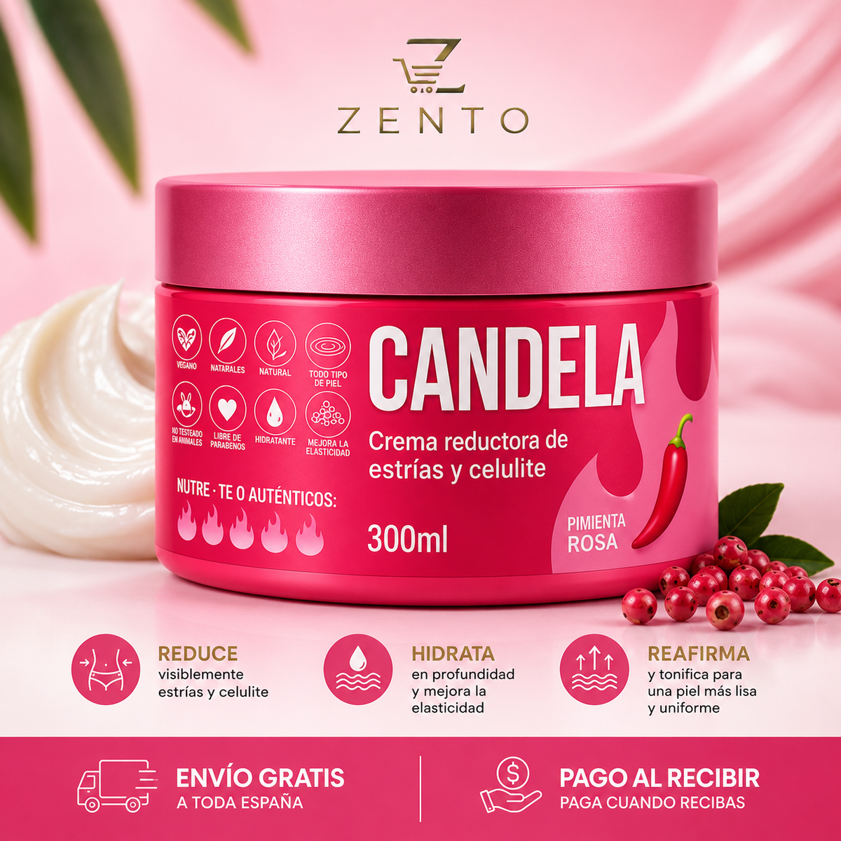 CANDELA – Crema Corporal Reductora de Estrías y Celulitis 💖